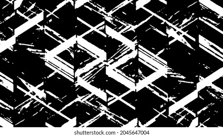 Rough texture. Worn down wallpaper pattern design. Broken plaster grunge damask effect. Distressed overlay texture Vector illustration