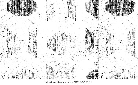 Rough texture. Worn down wallpaper pattern design. Broken plaster grunge damask effect. Distressed overlay texture Vector illustration