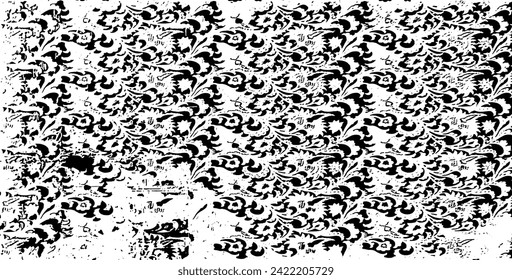 Rough texture. Worn down wallpaper pattern design. Broken plaster grunge damask effect. Distressed overlay texture design. Vector illustration. Eps10.