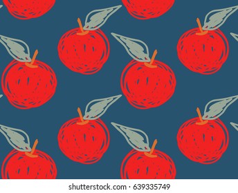 Rough textured apples.Abstract seamless pattern. Universal bright background for greeting cards, invitations. Had drawn ink and marker watercolor texture.