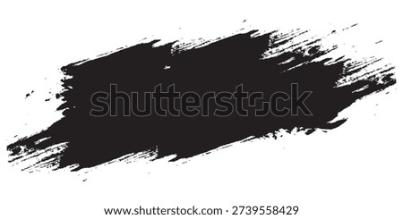 A rough, textured black brush stroke with visible bristles, isolated on a clean white background.