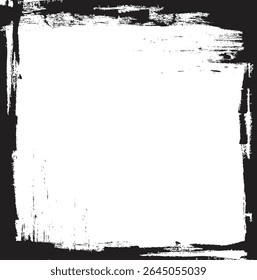 A rough, textured border frame with distressed edges and a blank center. The frame features a rugged, uneven texture surrounding an empty space. Cartoon vector illustration.
