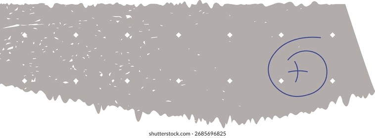 Rough torn paper with scattered diamond shapes and a spiral in a textured style. The design features jagged edges and a swirling line pattern. Cartoon vector illustration.