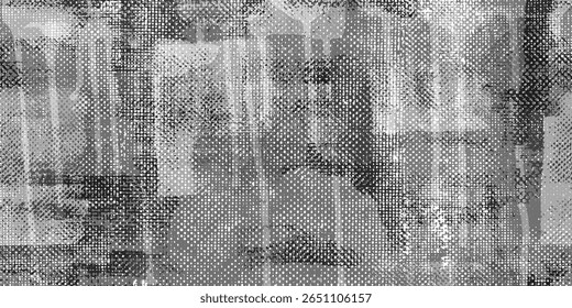 Rough urban grunge background. Black, grey dirty surface. Old wall imitation. Vector illustration. Brush strokes, halftone  texture. 