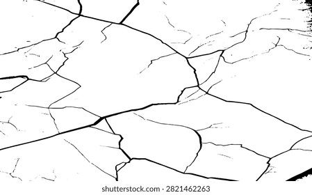 Rough vector texture of peeling paint and broken plaster. Modern abstract linework mimicking shatter and cracks