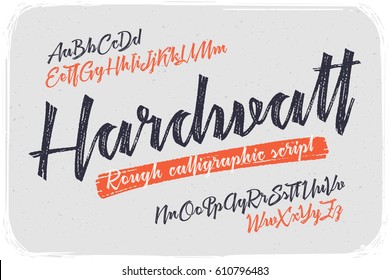 Rough version of calligraphic handwritten font named "Hardwatt" with connected letters.