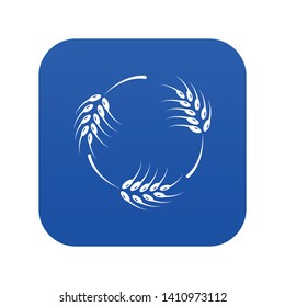 Rough wheat icon blue vector isolated on white background