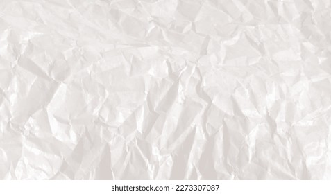 Rough White Textured Vector Background of Pleated Paper Sheets. Visible Weaves and Folds on a Piece of Cardboard. No text. Simple Vector Illustration with Off-White Crumpled Paper.