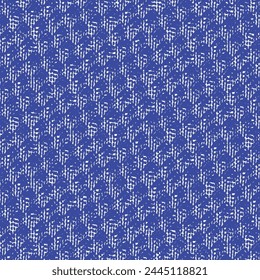 Rough wool or cotton fabric woven in blue and white, pattern with aligned dots or bumps. Detail, towel texture. A retro cloth sample. Abstract vector seamless.