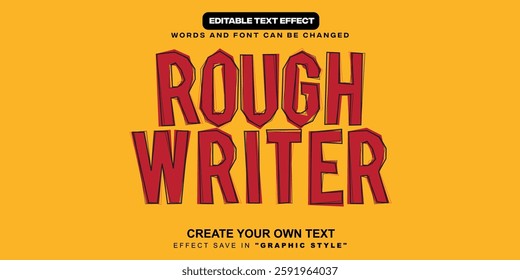 Rough Writer Hand drawn text effect with yellow background