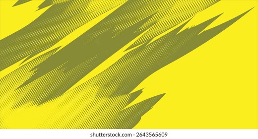 Pinceladas amarillas ásperas con textura en spray. Anuncio vintage dañado dibujado a mano con líneas gruesas en zigzag. Textura de pinceladas gruesas y ásperas. Fondo de Vector efecto pintura en aerosol.