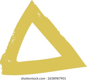 A rough-edged triangle with a grunge texture and uneven brush strokes. The shape appears hand-drawn with a distressed finish. Cartoon vector illustration.