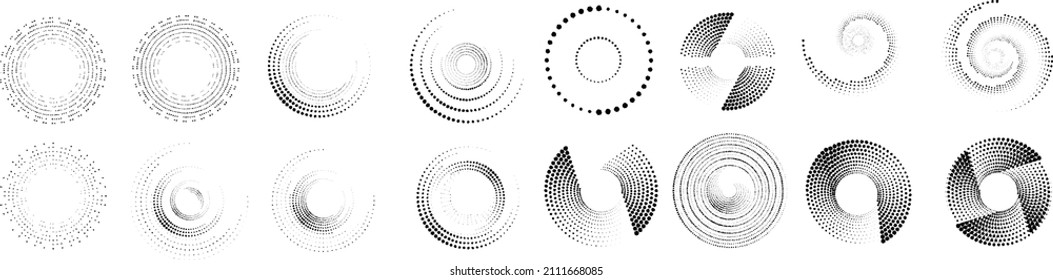 Roughen edges radial halftone dots in Circle Form . fireworks Explosion background . Vector Illustration . Sun
round Logo . Circular Design element . Abstract Geometric half tones . Sunburst 