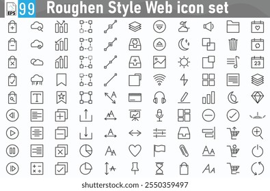 Roughen Style Web icon set, Set of computer icon vectors