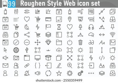 Roughen Style Web icon set, Set of computer icon vectors