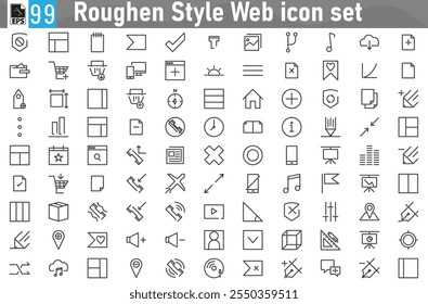 Roughen Style Web icon set, Set of computer icon vectors