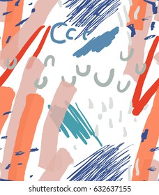 Roughly drawn doodles dots circles with marker brush.Abstract seamless pattern. Universal bright background for greeting cards, invitations. Had drawn ink and marker watercolor texture.