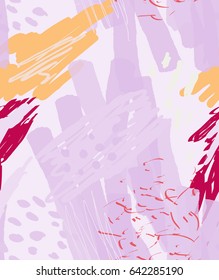 Roughly drawn doodles dots circles with marker brush.Abstract seamless pattern. Universal bright background for greeting cards, invitations. Had drawn ink and marker watercolor texture.