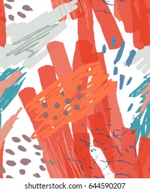 Roughly drawn doodles dots circles with marker brush.Abstract seamless pattern. Universal bright background for greeting cards, invitations. Had drawn ink and marker watercolor texture.