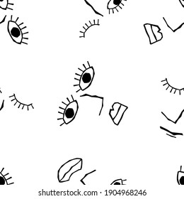 Oeil, bouche et nez très dessinés. Motif harmonieux.