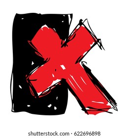 Roughly drawn X shape over a rectangle similar to an old ballot sheet