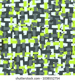 Roughly painted mottled fabric. Checkered grunge fashionable camouflage. Seamless texture.