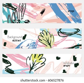 Roughly sketched leaves white banner set.Hand drawn textures creative abstract design. Website header social media advertisement sale brochure templates. Isolated on layer