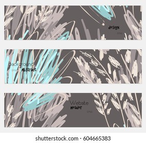 Roughly sketched trees and grass heather banner set.Hand drawn textures creative abstract design. Website header social media advertisement sale brochure templates. Isolated on layer
