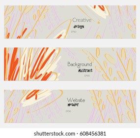 Roughly sketched trees and grass light gray banner set.Hand drawn textures creative abstract design. Website header social media advertisement sale brochure templates. Isolated on layer