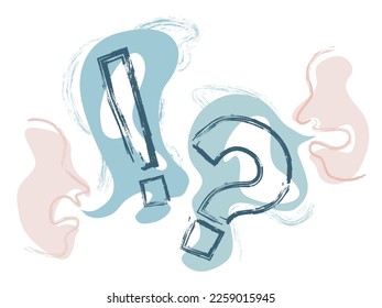 Roughness A002_Query with Question Mark Exclamation Mark frame shows the emotion vector illustration graphic EPS 10