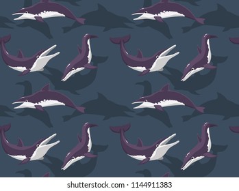 Rough-Toothed Dolphin Cartoon Background Seamless Wallpaper