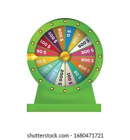 Ruleta 3d ilustración vectorial aislada de la rueda de fortuna para el fondo del juego y el concepto de ganar lotería. Dinero de rueda para el juego y ganar jackpot