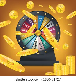 Roulette 3d Glücksrad einzeln Vektorillustration Illustration für Spielhintergrund und Lotterie-Gewinnkonzept. Glücksspiel für Spiel und Jackpot