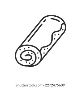 Roulette, a bakery product, linear icon. Line with editable stroke