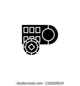 Roulette bets black icon concept. Roulette bets flat  vector symbol, sign, illustration.