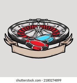 roulette casino chip logo vector illustration