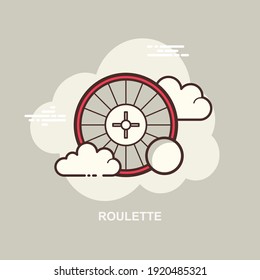 Roulette casino chips gambling machine flat concept icon design
