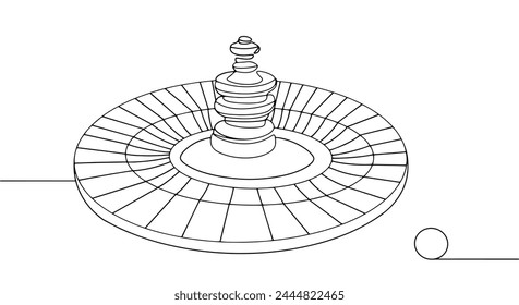 Ruleta en un casino. La esencia del juego es adivinar en qué sector o área caerá la pelota como resultado de girar la rueda. Ilustración vectorial.