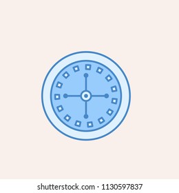 Roulette in the casino icon. Element of casino icon for mobile concept and web apps. Field outline Roulette in the casino icon can be used for web and mobile on colored background