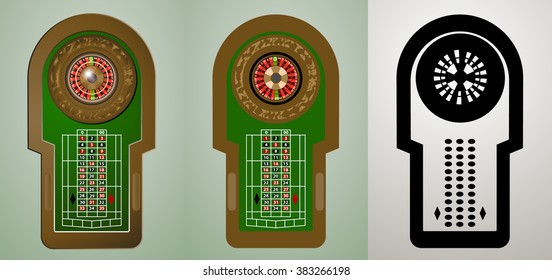Roulette casino set: realistic, flat, black