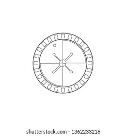 Roulette casino wheel. simple flat vector icon illustration. outline line symbol - editable stroke