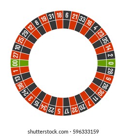 Roulette Casino Wheel Template with Double Zero on White Background. Vector