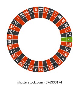 Roulette Casino Wheel Template With Zero On White Background. Vector