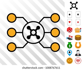 Roulette Circuit icon with bonus gambling icons. Vector illustration style is flat iconic symbols. Designed for gambling gui.
