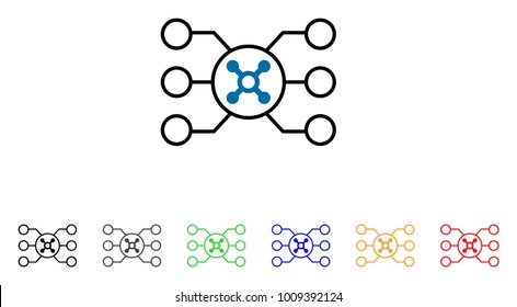 Roulette Circuit icon. Vector illustration style is a flat iconic roulette circuit symbol with grey, yellow, green, blue, red, black color variants. Designed for web and software interfaces.