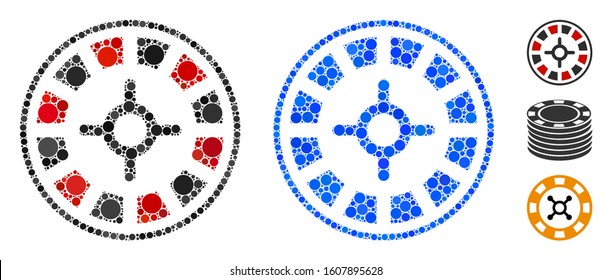 Roulette composition of circle elements in different sizes and shades, based on roulette icon. Vector circle elements are composed into blue composition.