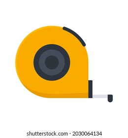 Roulette construction flat icon. Measure orange instrument. Vector illustration isolated	