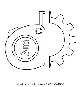 Construcción de la ruleta en el icono del engranaje. Ilustración simple del icono del vector de construcción de ruleta para el diseño web aislado en fondo blanco