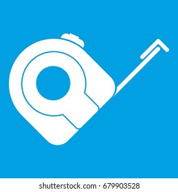 Roulette construction tool icon white isolated on blue background vector illustration