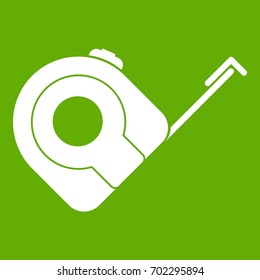 Roulette construction tool icon white isolated on green background. Vector illustration